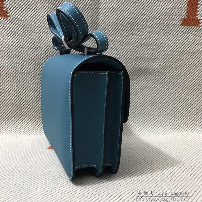 HERMES愛馬仕 H空姐包 進口原廠EP皮 頂級蜜蠟製作 街拍必備單品 中蘭金銀 單肩斜挎包  Ama1566